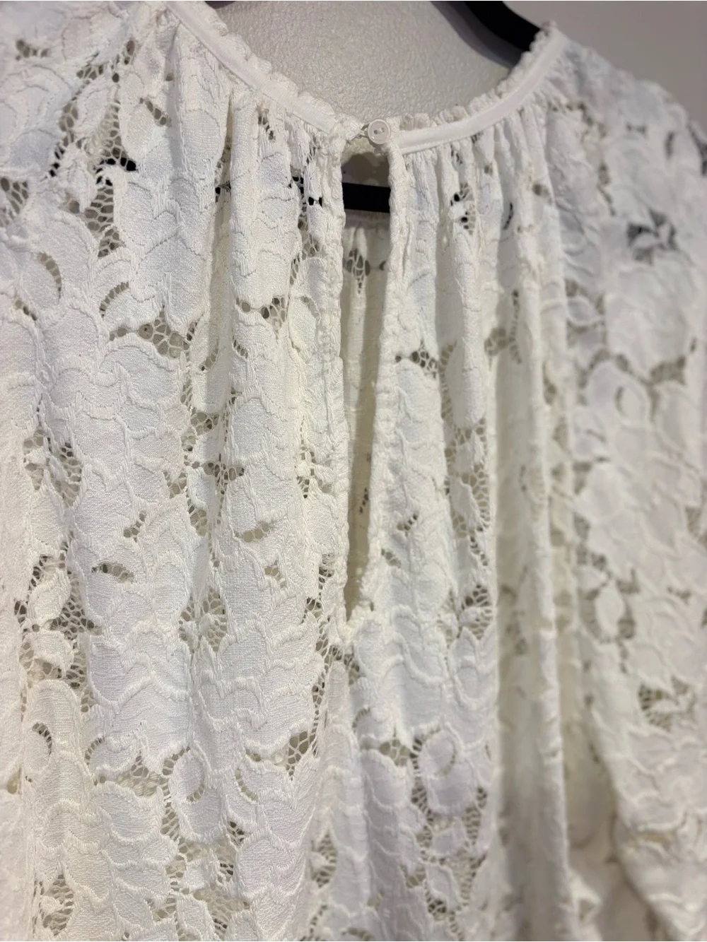 Free People NWOT Olivia Lace Top Long-Sleeve Smock Ivory Boho Blouse Women's XS